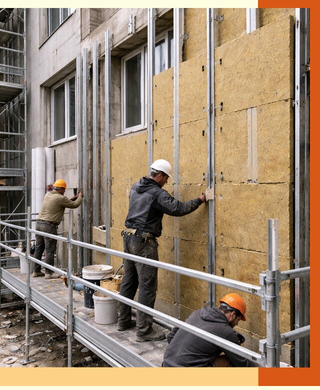 Утепление вентилируемого фасада в Подольске от 5834 руб/м2 — монтаж и утепление вентфасад | ТепломастерПдл