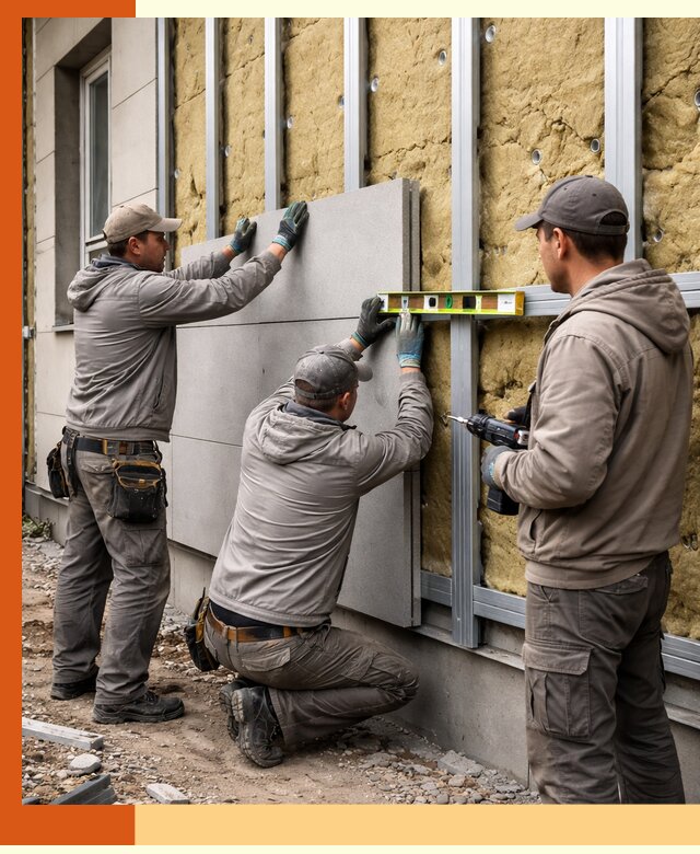 Утепление вентилируемого фасада под ключ в Подольске