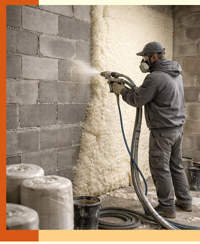 Утепление блочной стены ППУ в Подольске качественно и надёжно