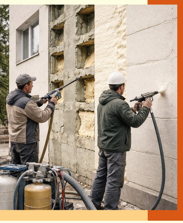 Заполнение пустот фасада в Подольске от 4688 руб. — утепление пустот облицовки | ТепломастерПдл